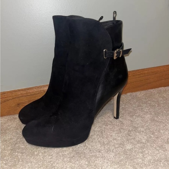 H&M Black Suede Stiletto Booties- Size 10 - Picture 1 of 6
